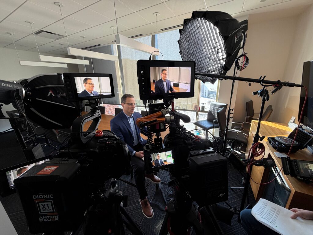 Multi-camera video production setup on location in Cleveland