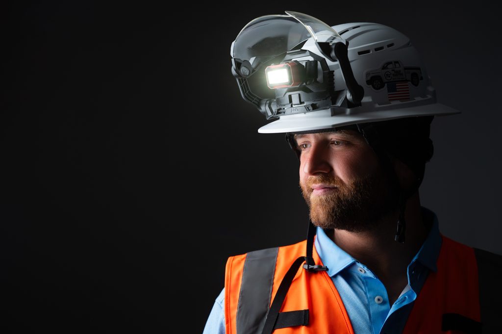Portrait lighting setup for a Cleveland electrical contractor shoot