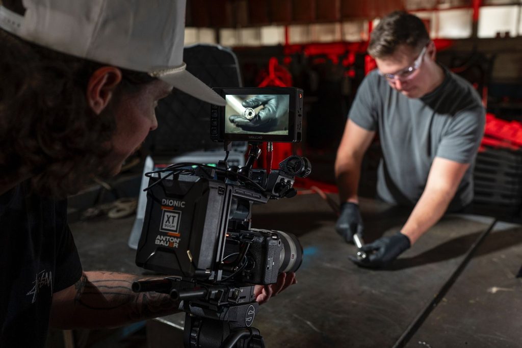 Product photography setup during a Cleveland brand shoot